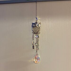 Silver Owl Crystal Suncatcher